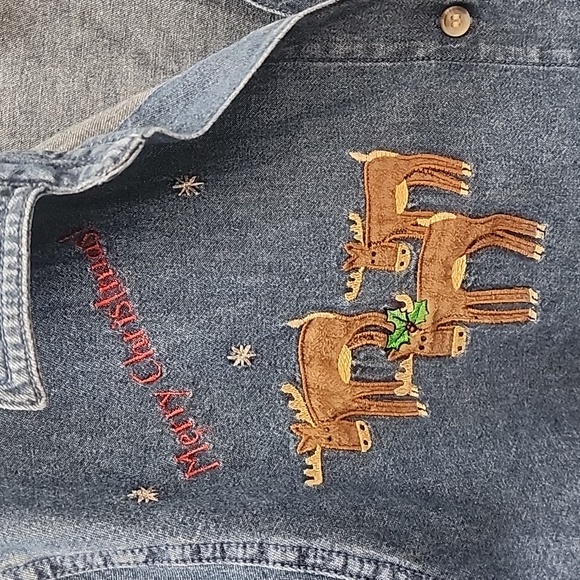 Christmas Denim Shirt. Long Sleeve, women's SizeXXL - Picture 5 of 12